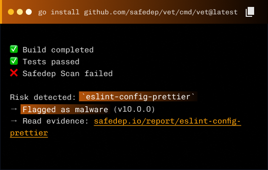 SafeDep VET CLI interface