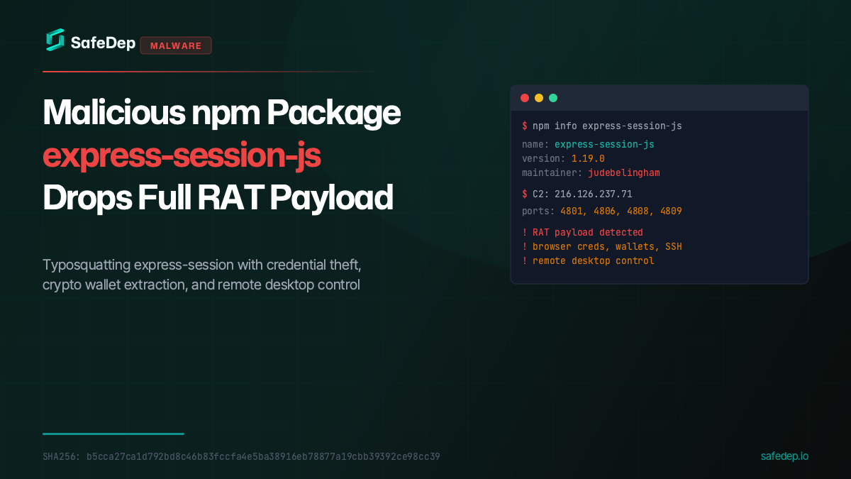 Malicious npm Package express-session-js Drops Full RAT Payload