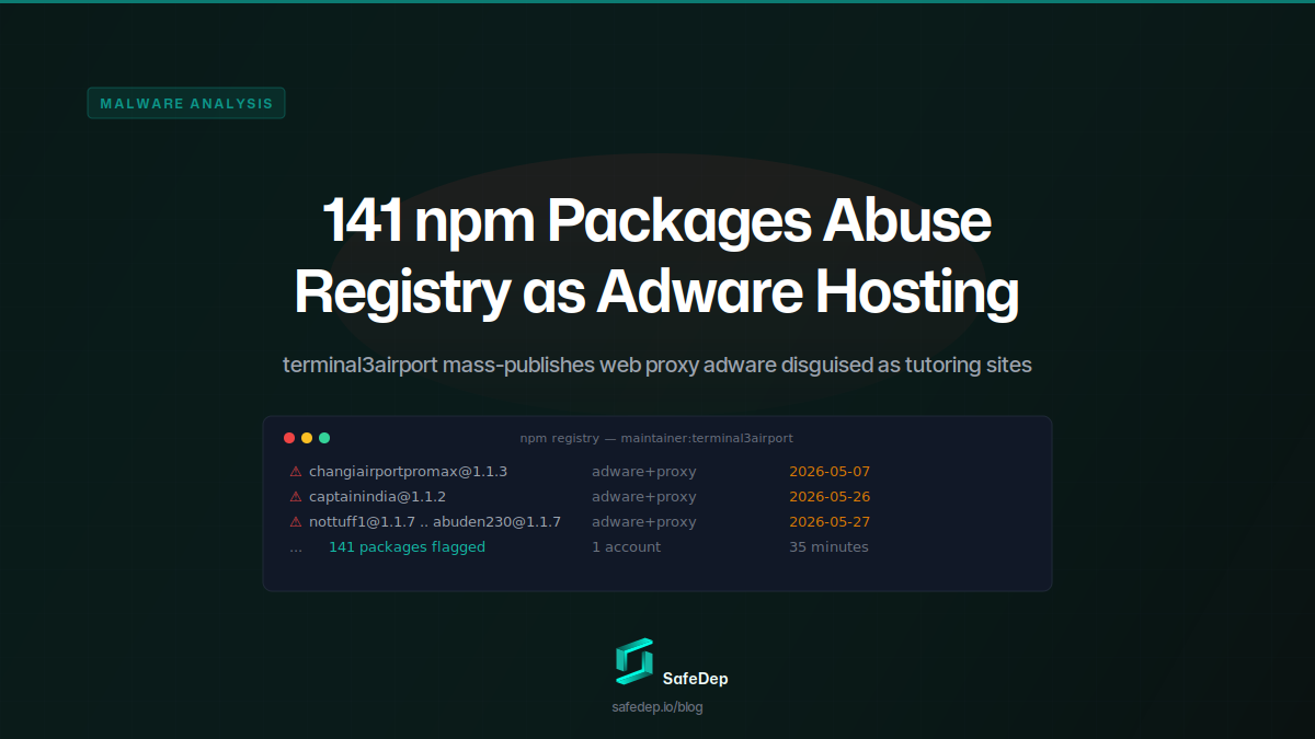 141 npm Packages Abuse Registry as Adware Hosting