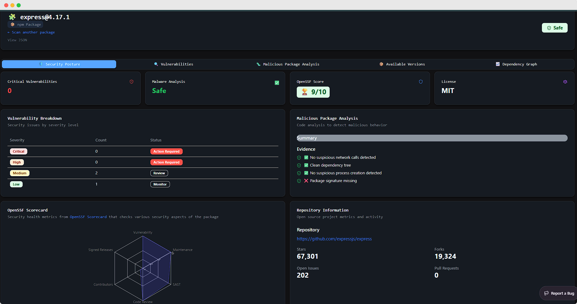SafeDep Product Demo Screenshot