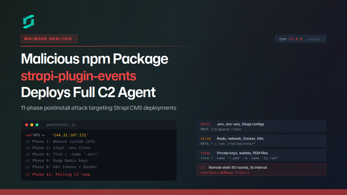 Malicious npm Package strapi-plugin-events Deploys Full C2 Agent