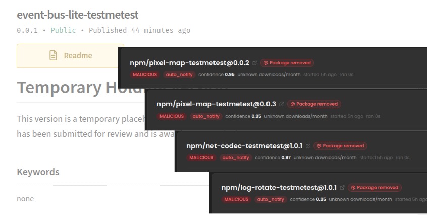testmetest npm Packages Carry a Miasma-Family Worm