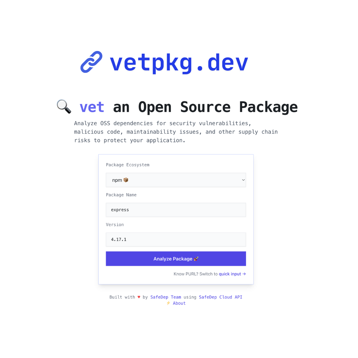 Introducing vetpkg.dev - Open Source Component Security Dashboard